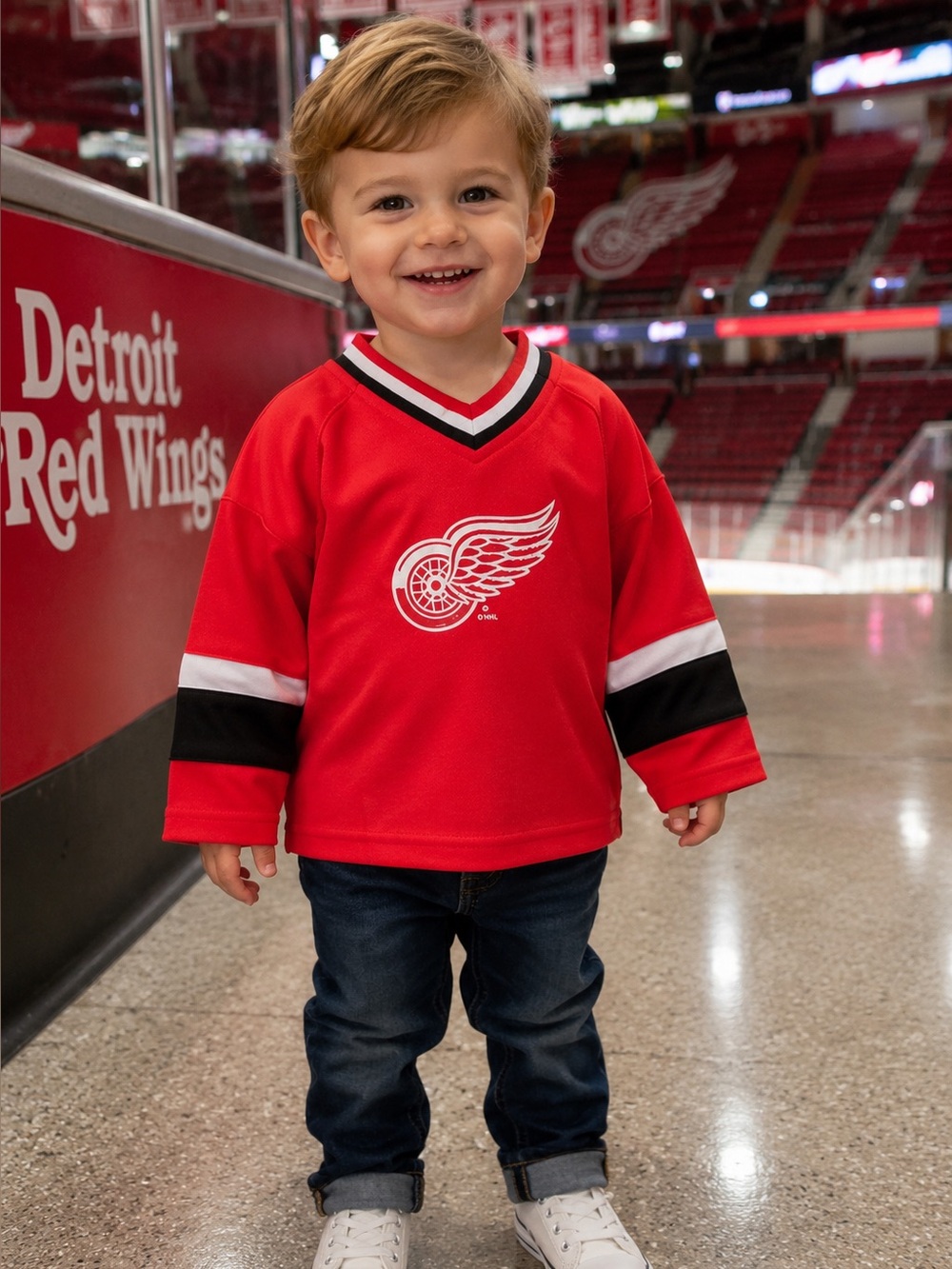 Reebok Detroit Red Wings Toddler Hockey Jersey Shirt Red Size 2T